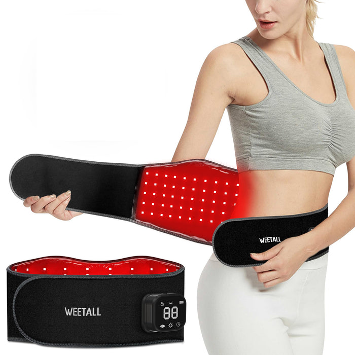 Red Light Therapy Belt for Body: Massage Heating Infrared Light Device, Portable Cordless 660nm&850nm Pad Wrap with Vibration and Rechargeable Battery for Waist Belly Pain Relief Women Men at Home