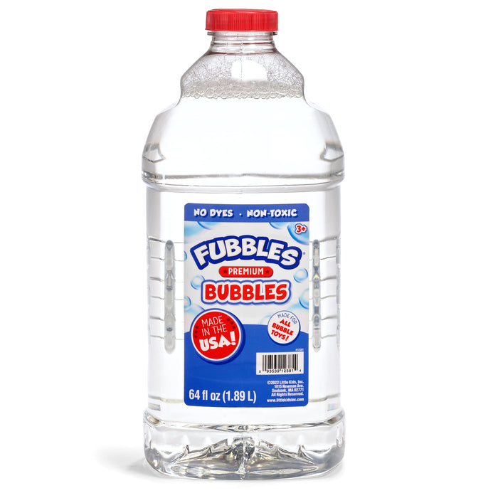 Retros Market  Bubbles by Fubbles| Made in The USA |64oz Non Toxic Bubble Solution |Bubble Refill for Bubble Machines and Toys, Clear,12381