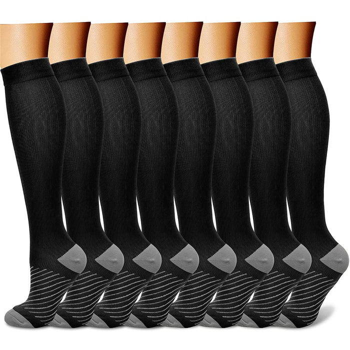 CHARMKING Compression Socks for Women & Men (8 Pairs) 15-20 mmHg Graduated Copper Support Socks are Best for Pregnant, Nurses - Boost Performance, Circulation, Knee High & Wide Calf (L/XL, Multi 39)