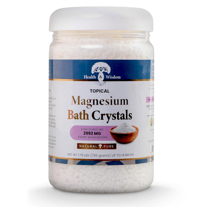 Health and Wisdom Magnesium Bath Salt - Magnesium Chloride Flakes for Bath Soak, 4X Epsom Salt Concentration, Unscented Formula, Dead Sea Sourced, Zero Additives - 28 Ounces