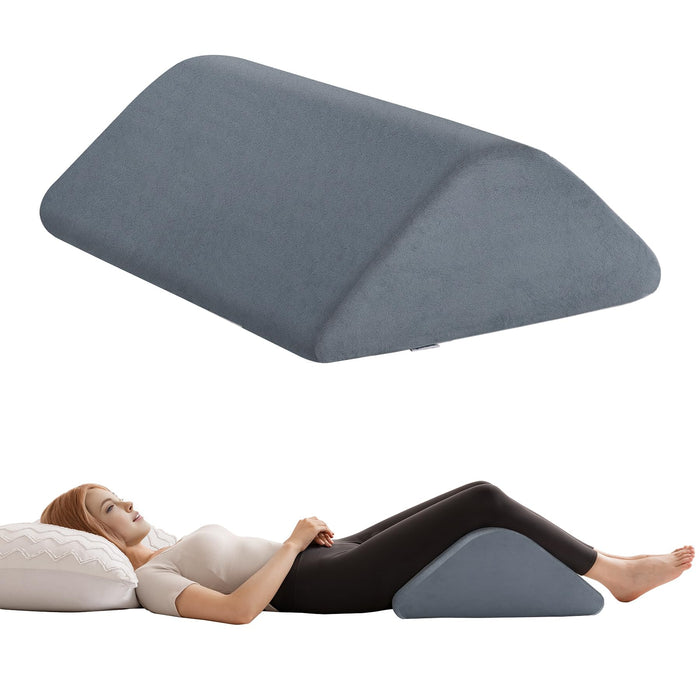 Knee Wedge Pillow 8'' for Post-Surgery Recovery - Leg Elevation Support for Sleep Position, Alleviating Lower Back & Hip Pain Enhancing Circulation in Ankles Legs Triangle Pillow with Removable Cover