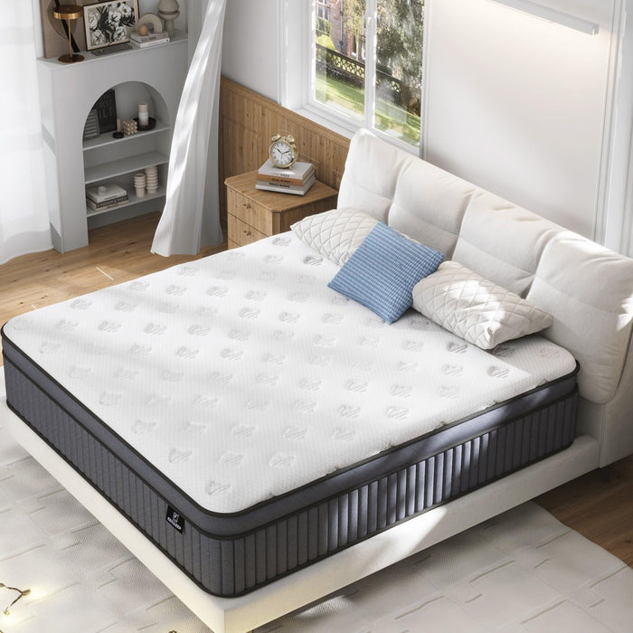 Firm Queen Size Mattress [Enhanced], 14 Inch Queen Mattress In A Box, Hybrid Mattresses With Gel Memory Foam & Independent Pocket Springs, Pressure Relief, Cooling, Additional Support, 365-Night Trial