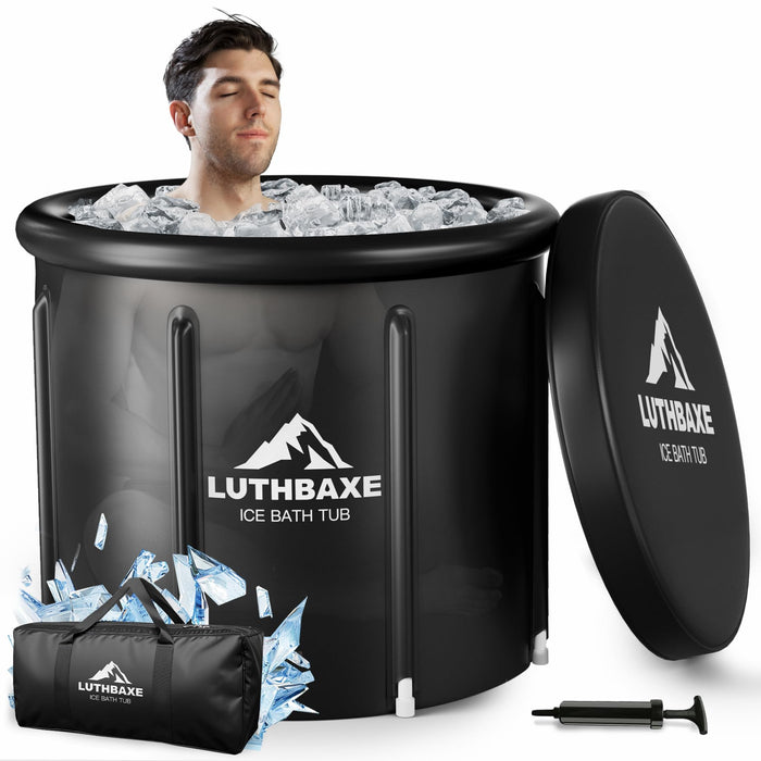 Cold Plunge - XXL Upgraded 136 Gallon Ice Bathtub With Cover Freestanding Bathtub| Portable Ice Bath With 5 Layers Surface Tech | Inflatable for Outdoor and Camping Recovery & Cold Water Therapy