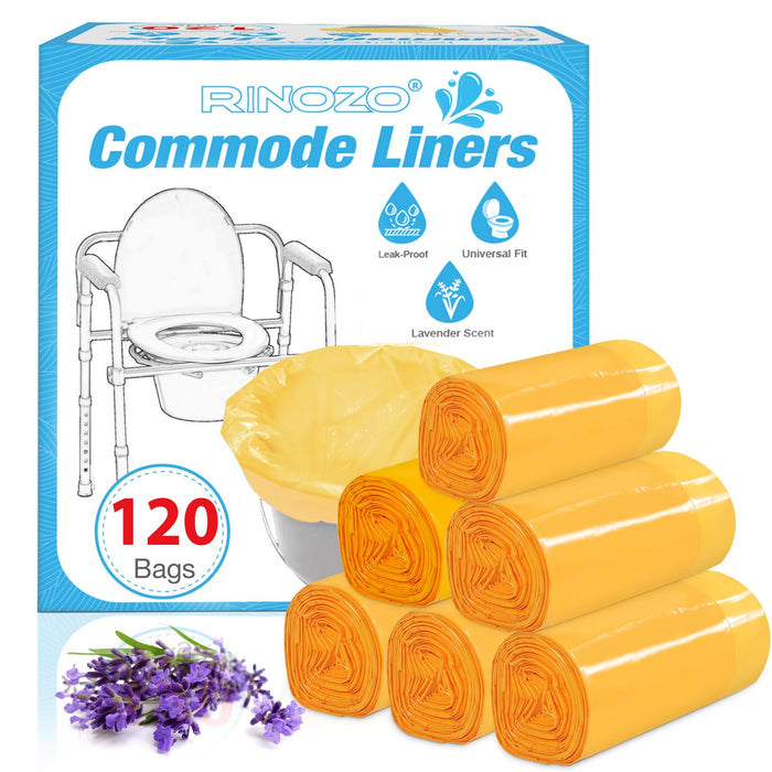 Commode Liners for Bedside Portable Toilet Chair Bucket 120 Count Lavender Scented Disposable Waste Bags for Adults Universal Fit
