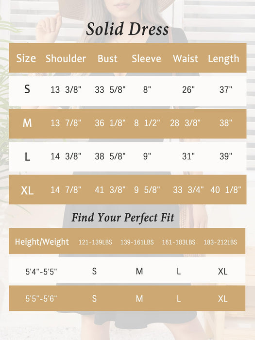 FENSACE Black Dress Summer Short Work Formal Church Graduation Dress(Black,Medium)