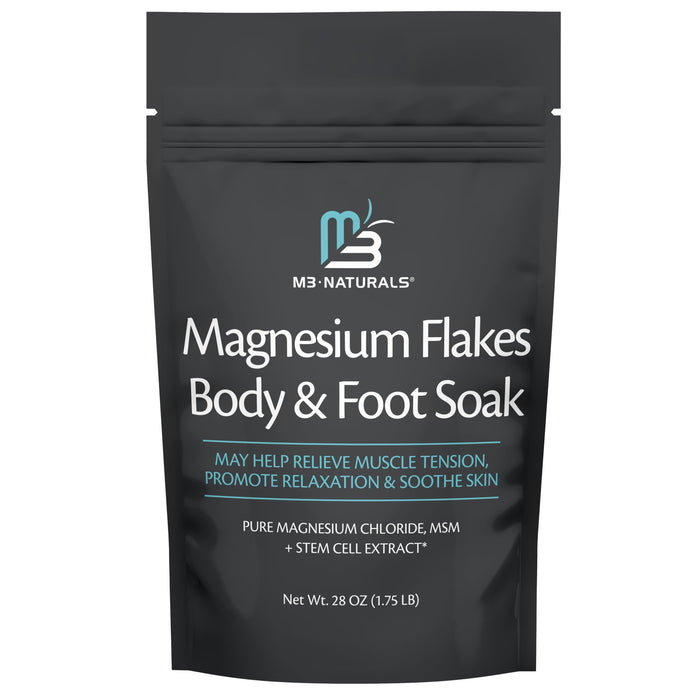 M3 Naturals Soothing Magnesium Flakes for Body & Foot, Bath Salts for Calm & Muscle Comfort, Stem Cell Extract for Skin Renewal & Hydration, 28 OZ (1.75 LB)