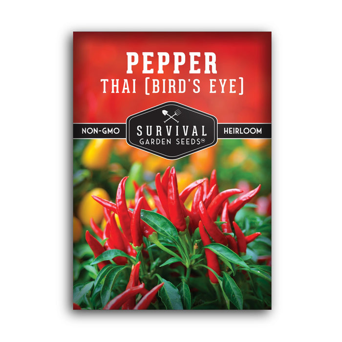 Survival Garden Seeds - Thai Pepper Seed for Planting - 1 Packet with Instructions to Plant & Grow Spicy Hot Bird's Eye Chili Peppers in Your Home Vegetable Garden - Non-GMO Heirloom Variety