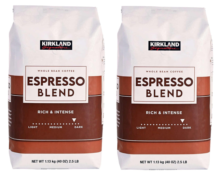 (Pack of 2) Kirkland Signature Dark Roast ESPRESSO BLEND Coffee Roasted By Starbucks 32 Oz. Bag