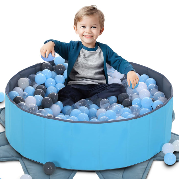 Retros Market Foldable Double Layer Oxford Cloth Kids Ball Pit, Play Ball Pool with Storage Bag (Balls Not Included) Playpen for Baby Toddlers (48 Inch, Large, Blue)