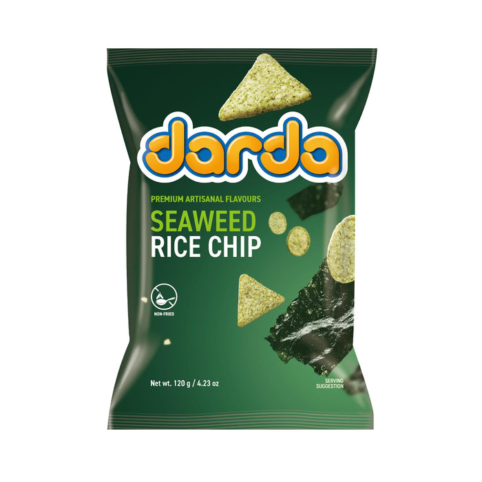 Darda Seaweed Rice Chips- Air-Popped Crispy Rice Chip Snacks with Korean Savory Seaweed Flavor, Low-Calorie Ksnack, Non-Fried, Zero Cholesterol, Light & Crunchy Snack Packs (4.23oz)
