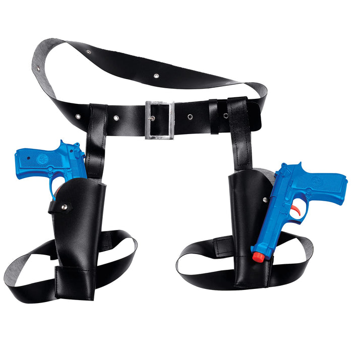 Lara Croft 2pc Set (Double Thigh Holster with Guns & Gloves) Tomb Raider Treasure Hunter Fancy Dress
