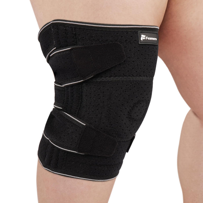 Feamero Plus Size Knee Brace for Women and Men, Innovative Cross-Pressure Adjustable Knee Support with Side Stabilizers for Meniscus Tears, Arthritis and Joint Pain Relief (3XL/4XL)