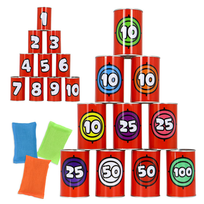 Retros Market 13 Pcs Carnival Party Bean Bag Toss Game, Sturdy Knockdown Can, Birthday Easter Party, Family, Best Outdoor and Indoor Games, Easter Egg Hunt for Classroom Gifts (Number Style)