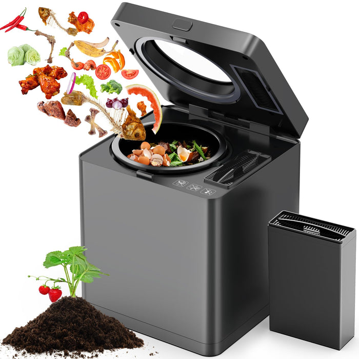 Growell Electric Composter for Kitchen, 2.5L Smart Countertop Compost Bin, Odorless Indoor Food Waste Mill Composter with Auto-Cleaning Mode & LED Display, 4h/6h Fast Composting Machine