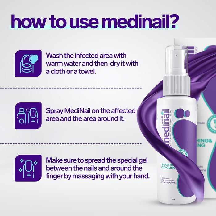 Medinail Nail Repair Spray - Advanced Foot and Nail Repair & Strengthener - Natural Nail Whitener for Yellow Nails - 3.38 Fl Oz (Pack of 1)