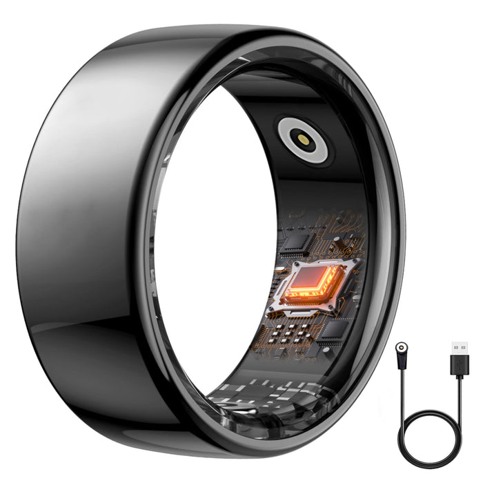 Kuinha Smart Ring Health Tracker - 24/7 Fitness & Sleep Tracking with Heart Rate Monitor, IP68 Waterproof Activity Tracker for Men/Women, 50+ Workout Modes, 7-Day Battery(Black 8#)