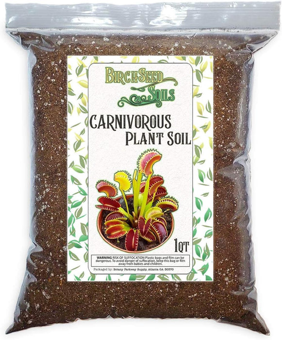 Birch Seed Soil Carnivorous Plant Soil Mix – 1 Quart Bag – Premium Blend of Perlite & Peat Moss – Ideal for Venus Flytraps, Pitcher Plants, Sundews & Other Carnivorous Species – Ready to Use, Natural, Resealable Bag