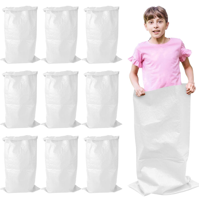 Retros Market Potato Sack Race Bags, 23.6"x39.3" Large Bags Outdoor Lawn Games for Adults and Kids,Outside Yard Games Bean Bag White 10PCS