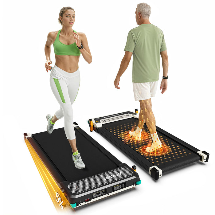 2 Side Walking Pad with Incline Massage Function, 2 in 1 Under Desk Treadmills Walking Pad and Foot Massager for Home/Office, Portable Treadmill with Remote Control LED Display (Black)