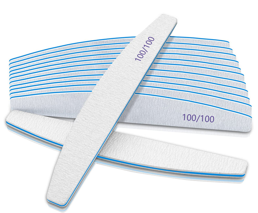 12 PCS Nail Files for Acrylic Nails, 100/100 Grit Nail File for Poly Nail Extension Gel Emery Boards Nail Files Doubled Sides Coarse Washable Nail File Manicure Tools for Home and Salon Use