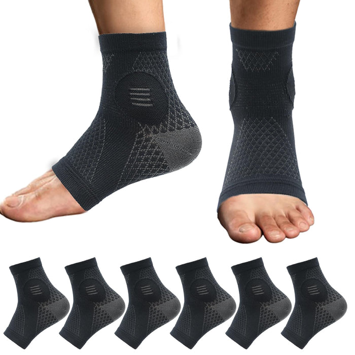 3Pairs Neuropathy Socks - Soothe Relief Compression Socks 20-30 mmHg - Comprex Ankle Sleeves for Arch Support, Achilles Tendonitis, and Foot Pain Relief (X-Large, Black)