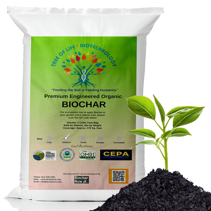 Premium Engineered Biochar Soil Amendment (Medium 30 Qts) – 100% Natural Active Carbon Award-Winning Biochar for Gardens | Organic Soil Amendment for Plants, Boosts Nutrients & Reduces Fertilizer Use