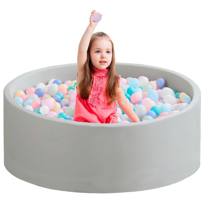 Retros Market Ball Pit for Toddlers 35.43''x11.81 Baby Ball Pits Soft Memory Foam Ball Pit Round Kids Ball Pit Indoor Game Kids Play Ball Pool Ideal Gift for Girls and Boys (Grey, NO Balls)