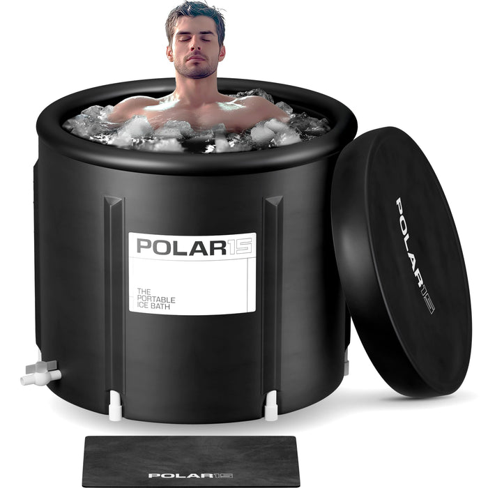 Premium Portable Ice Bath Tub for Athletes – 125-Gallon Cold Plunge Pool with Easy Drainage System – Durable PVC, Foam, and Nylon Layers – Tear-Resistant and Waterproof for Muscle Recovery
