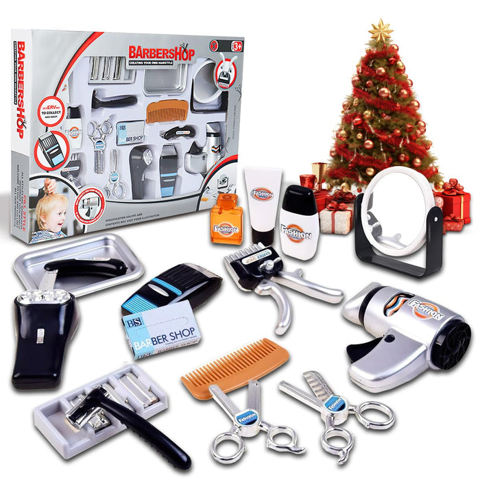 xwin Kids Barber Shop Toy Set, Fashion Hair Salon Pretend Play Toy for Kids, Barbershop Hairstyle Pretend Play Kit for Boys and Girls for 3 Years and Above, Best Gift for Kids