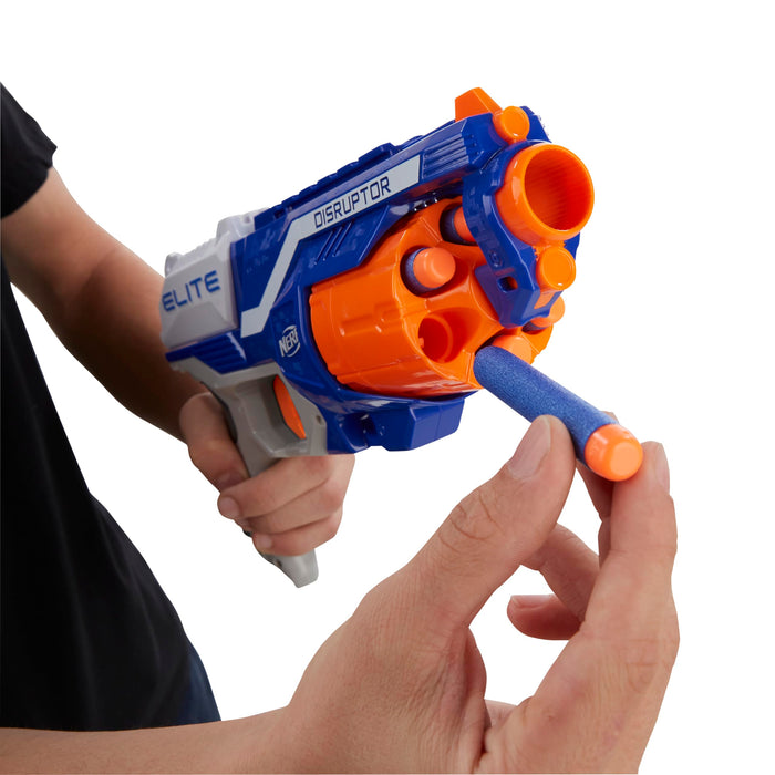 Retros Market Disruptor Elite Blaster - 6-Dart Rotating Drum, Slam Fire, Includes 6 Official Nerf Elite Darts - for Kids, Teens, Adults (Amazon Exclusive)