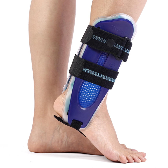 Velpeau Ankle Stabilizer Brace for Sprain, Ligament Injury (Grade 1 to 2), Tendonitis, Adjustable Stirrup Ankle Support Splint for Women and Men,Reversible Left & Right Foots,One Size (Gel Pads, Blue)