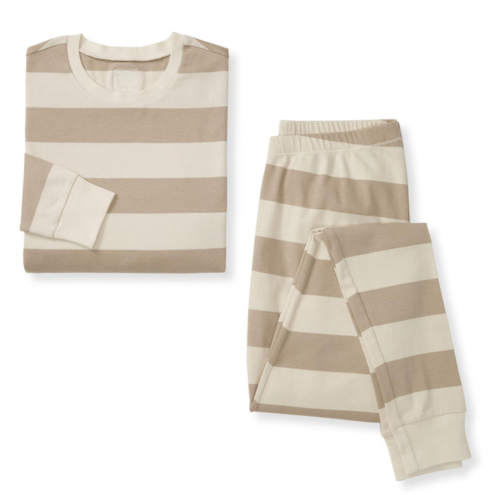 Burt's Bees Baby Organic Cotton Pajamas, Mommy PJ Set, Womens XS-XXL, Oat Rugby Stripe