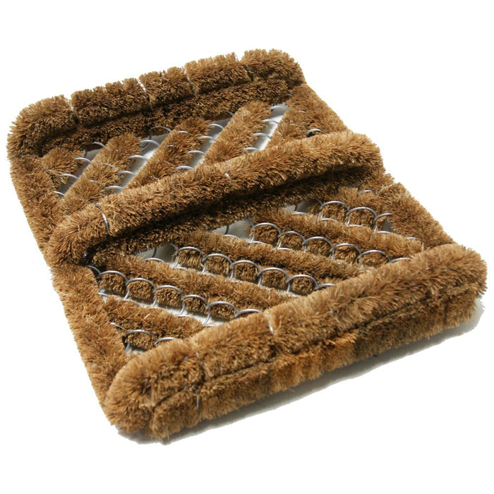 Rubber-Cal "Herringbone" Coir Boot Scraper Brush, 2.5 by 12 by 13-Inch (10-100-009), Tan