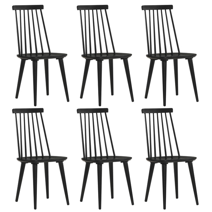 DUHOME Black Windsor Wooden Dining Chairs Set of 6, Wood Dining Room Chair Black Spindle Side Kitchen Room Country Farmhouse Chairs