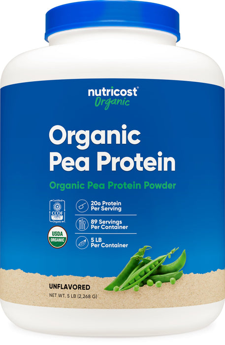 Nutricost Organic Pea Protein Isolate Powder (5LBS) - Unflavored, Certified USDA Organic, Protein from Plants, Vegetarian Friendly, Gluten Free, Non-GMO
