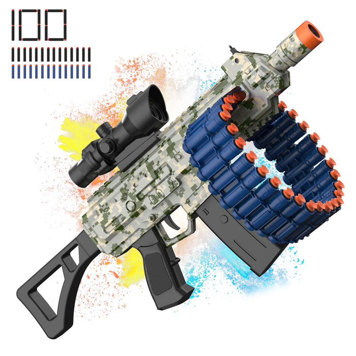 Retros Market Electric Automatic Toy with Scope, JakMean Toy Blaster with 30 Dart Clips and 100 Foam Darts, Outdoor Shooting Games Toys for 6-12 Year Old Boys & Girls Adults, Gifts for Birthday Xmas, Green