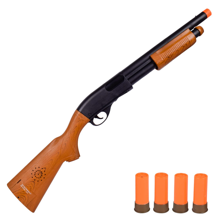 Retros Market Pump Action Blaster – with Realistic Sounds and Ejecting Play Shells | Hunting Role Play Toy | Cowboy Costume for Kids – Maxx Action, Wood Grain