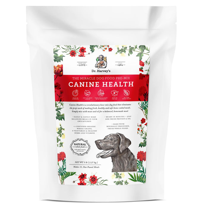 Dr. Harvey's Canine Health Miracle Dog Food, Human Grade Dehydrated Base Mix for Dogs with 9 Vegetables and 6 Organic Whole Grains (5 Pounds)