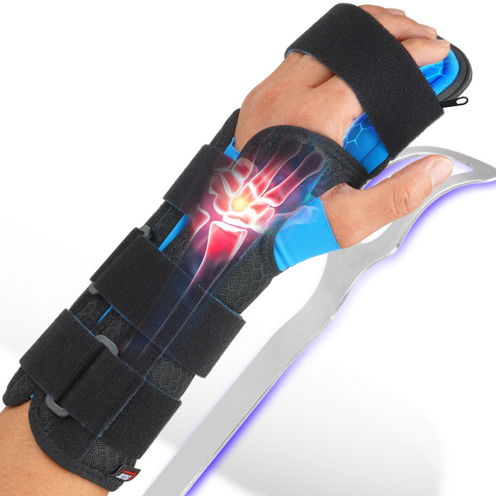 FEATOL Resting Hand Splint Stroke Hand Night Immobilizer with Removable Splints- Pain Relief For Carpel Tunnel, Stroke Recovery, Arthritis, Tendinitis-Functional Support Wrist Finger Brace-Left Hand Medium-For Men and Women