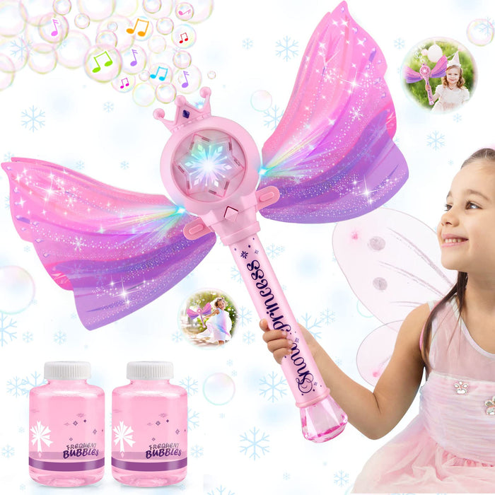 Retros Market Bubble Wands for Kids Girls - LED Light & Music Bubble Machine: 3 AA Batteries & 2 Bubble Solutions, Outdoor Party Birthday Toys for Toddlers, Gift for 3 4 5 6 7 8 Year Old Girls
