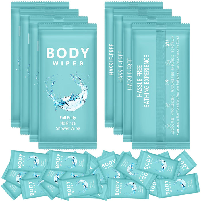 Treela 300 Pcs Bulk Large Body Wipes Individually Wrapped Big Bath Wipes for Adults Bathing No Rinse Shower Bulk Deodorant for Homeless Hygiene Personal Cleansing for Travel Gym(7.09" X 9.84",Blue)