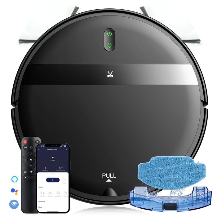 Kilgone Robot Vacuum and Mop Combo 2300Pa for Pet Hair | Robotic Vacuum Cleaner with WiFi/Alexa/App | Auto Recharge & Tangle-Free | Ultra-Slim Quiet 2.8" for Hard Floors, Low-Pile Rugs