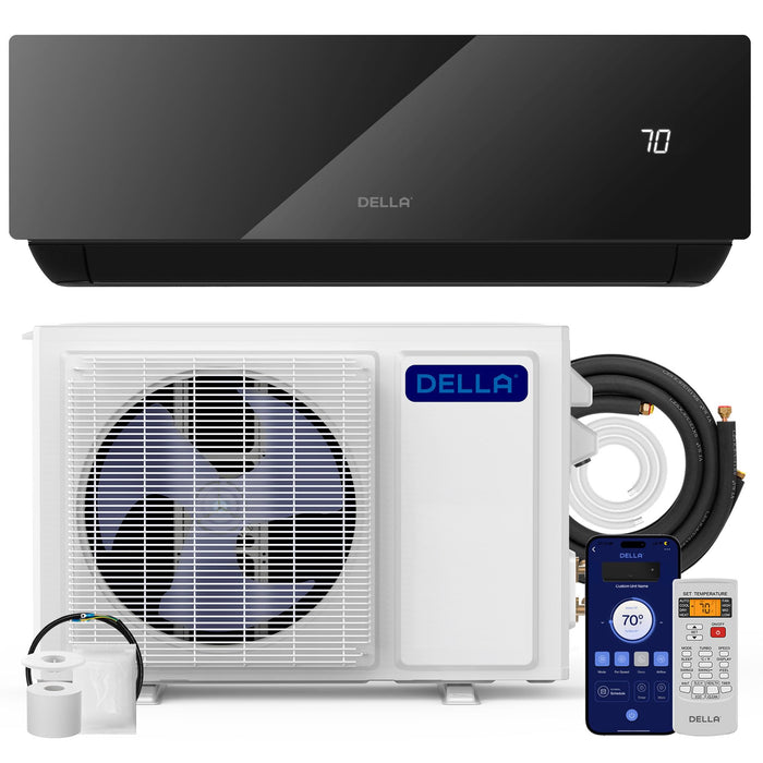 DELLA Umbra Series 18000 BTU Energy Saving Mini Split Work with Alexa 19 SEER2 Cools Up to 1000 Sq.Ft Split AC & 1.5 Ton Heat Pump Ductless Pre-Charged Inverter System