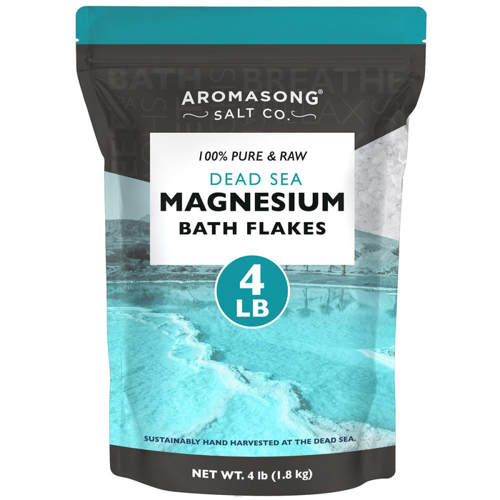 Aromasong Magnesium Flakes for Bath from The Dead Sea- 4 LB Resealable Pack Magnesium Chloride Flakes -Organic Bath Salt Relaxing Mineral Soak (Packaging May Vary)