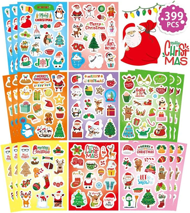399PCS Christmas Stickers for Kids, Merry Christmas Stickers for Envelopes Cards, Xmas Winter Holiday Stickers, Christmas Party Favors Decorations Crafts, Christmas Stocking Stuffer Gifts