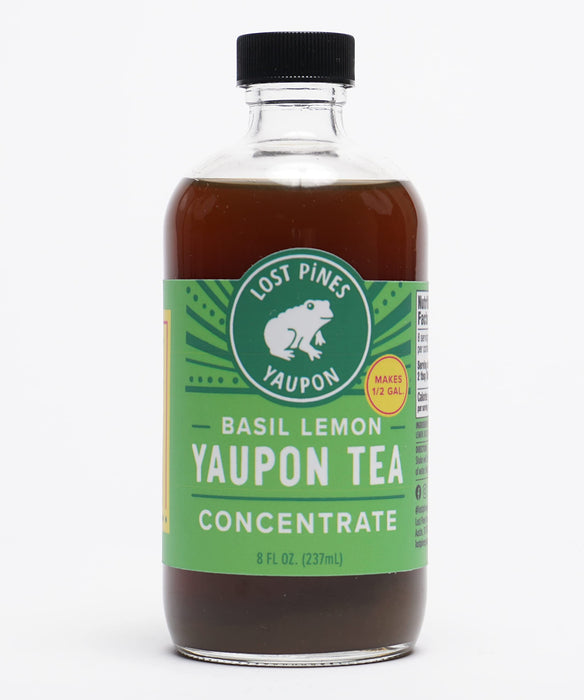 Basil Lemon Yaupon Tea Concentrate (makes 1/2 gallon) - Made with sustainably wild harvested yaupon, the only caffeinated plant native to North America