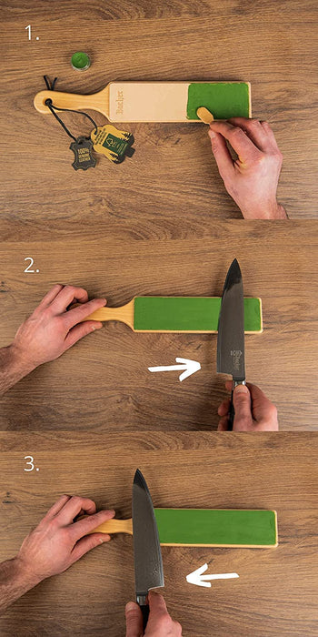 BACHER Polishing Compound - Very Fine Green Stropping Compound - Leather Strop Sharpening Buffing Compound with applicator – 100g (3.53 Oz)