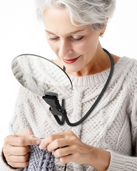5X Magnifying Glass with 5.12in Diameter Magnifying Lens,Hands-Free Magnifying Glass for Reading, Adjustable Magnifier with Stand Neckwear for Seniors and Low Vision When Sewing, Crafting, Reading