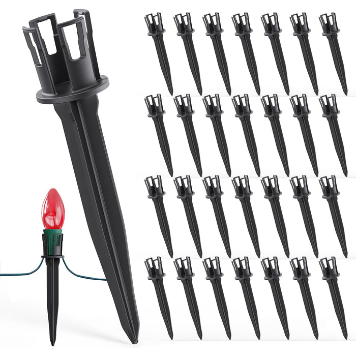 200-Pack Plastic Light Stakes, 5.5 Inch Christmas Yard Stakes for C7 C9 Christmas Lights Outdoor, Universal Light Stakes for Outdoor Holiday Lights Use on Garden Lawn Patio Path Walkway – Black