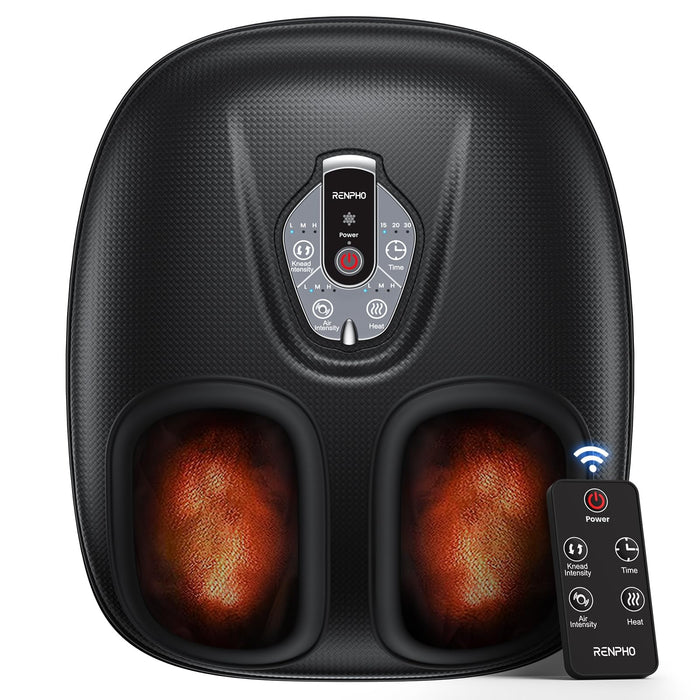 RENPHO Foot Massager Machine with Heat [2025 Upgraded], FSA HSA Eligible, Foot Massager for Plantar Fasciitis, 3 Heat Levels, Mothers Day Gifts for Women Mom Dad, Wireless Control, True Foot Massage